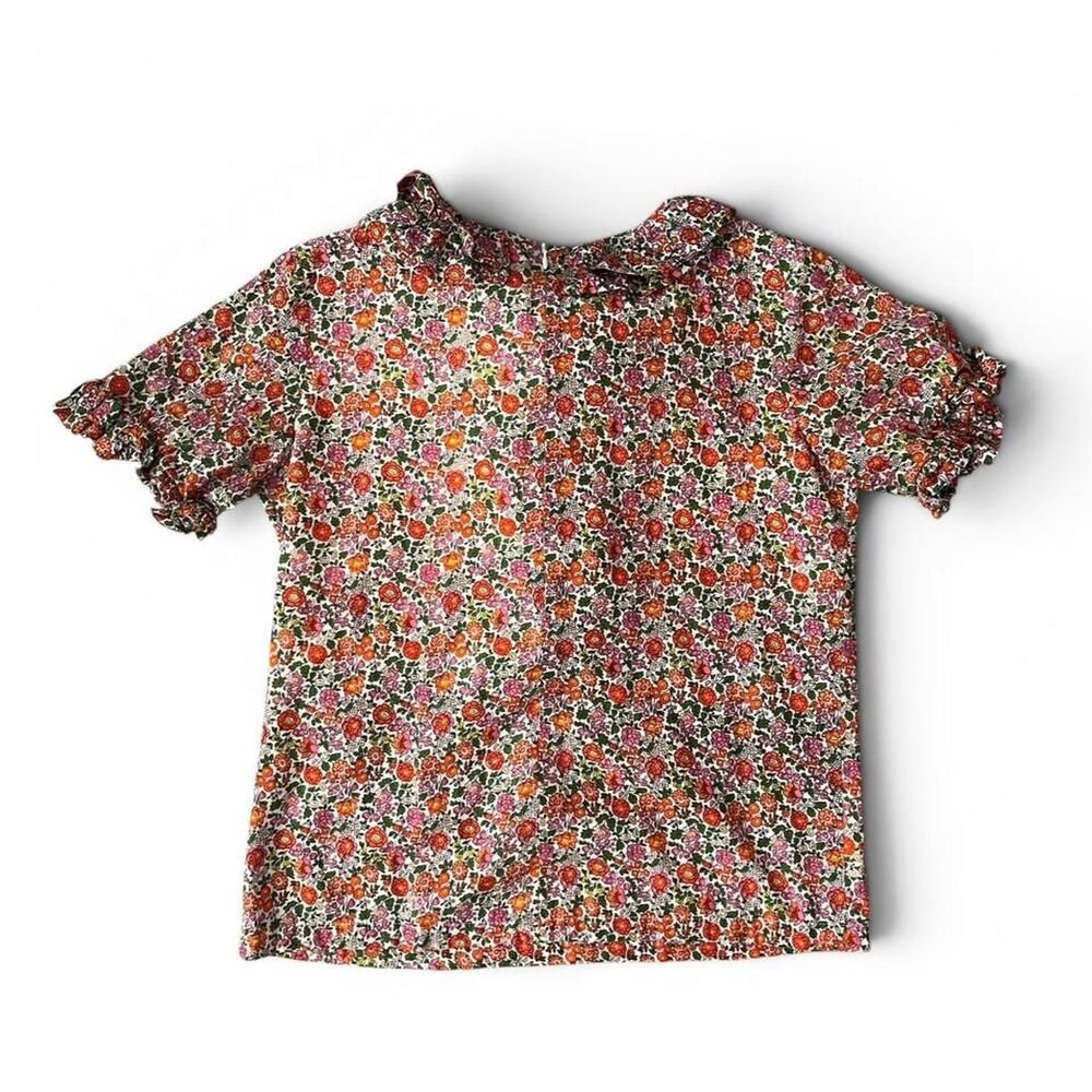 Elizabeth Wilson Cottagecore Floral Ruffle Mock Neck Blouse Top M - Picture 6 of 6